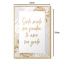 Ver imagem 4 de Quadro Decorativo com Frase Amor Gratidão Gold Floral Folhas Dourado Quarto Sala