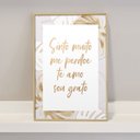 Ver imagem 2 de Quadro Decorativo com Frase Amor Gratidão Gold Floral Folhas Dourado Quarto Sala