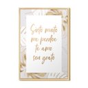 Ver imagem 1 de Quadro Decorativo com Frase Amor Gratidão Gold Floral Folhas Dourado Quarto Sala