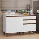 Ver imagem 1 de Kit com Dois Balcões de Cozinha 2 Portas 3 Gavetas (com Tampo) Branco Reims Madesa