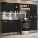 Ver imagem 2 de Cozinha Compacta Multimóveis Pequim FG3413 com 3 Leds Armário e Balcão Madeirada/Preta