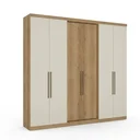 Ver imagem 2 de Guarda Roupa Casal 6 Portas e 2 Gavetas 219 x 210cm Presence Yescasa Off White/Marrom Almendra