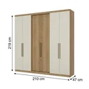Ver imagem 3 de Guarda Roupa Casal 6 Portas e 2 Gavetas 219 x 210cm Presence Yescasa Off White/Marrom Almendra
