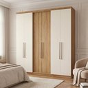 Ver imagem 1 de Guarda Roupa Casal 6 Portas e 2 Gavetas 219 x 210cm Presence Yescasa Off White/Marrom Almendra
