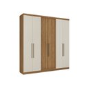 Ver imagem 2 de Guarda-Roupa 6 Portas 2 Gavetas com Chave 210x47x219cm Presence Off White Almendra/Off White