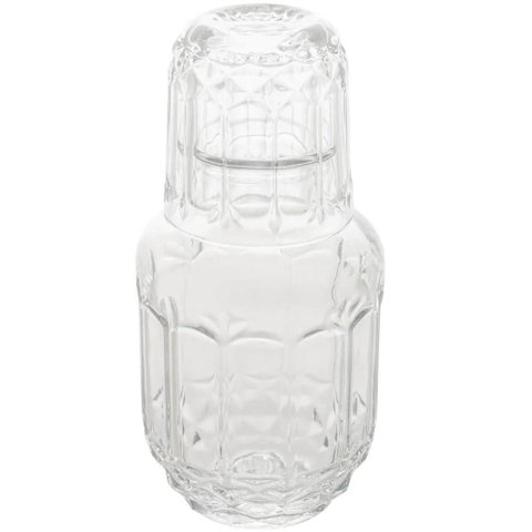 Garrafa Lyor 500ml Moringa Vidro Cristal Sortido com Copo Tampa 145ml Água Bebidas