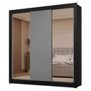 Ver imagem 3 de Guarda-roupa Casal 3 Portas de Correr com Espelhos 2 Gavetas Preto/cinza Sublime Madesa
