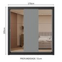 Ver imagem 4 de Guarda-roupa Casal 3 Portas de Correr com Espelhos 2 Gavetas Preto/cinza Sublime Madesa