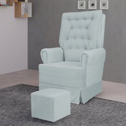 Poltrona de Amamentação Eloa com Balanço e Puff Bebêcompleto:veludo Acqua Tb 112 - 2