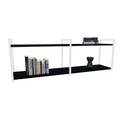 Nicho Industrial 2 Prateleiras Grécia Ferro Branco Tampo Preto 100cm - 2