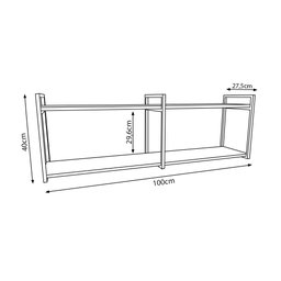 Nicho Industrial 2 Prateleiras Grécia Ferro Branco Tampo Preto 100cm - 3