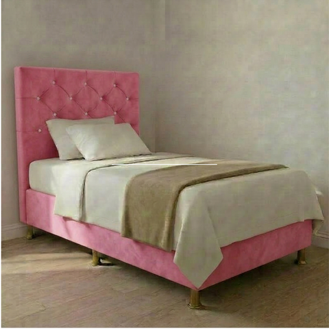 Cabeceira para Cama de Solteiro Kassi Suede:Rosa