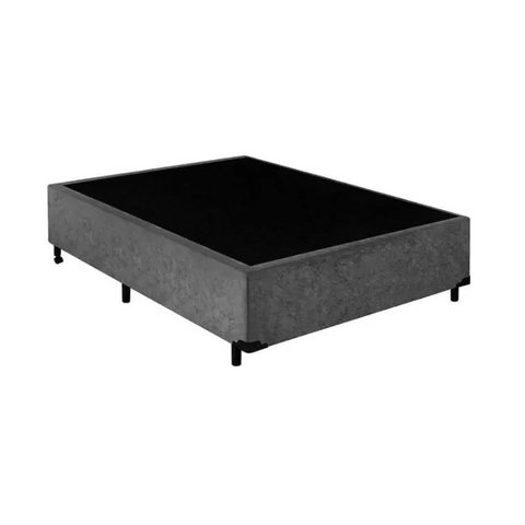 Base Cama Box Casal 1,38 x 1,88 x 0,28 Suede Amassado Lobbox - Cinza