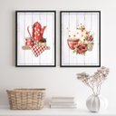 Ver imagem 2 de Kit 2 Quadros Decorativos Chá e Café Poá Vintage 33x24cm - com Vidro:madeira Preta