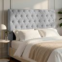 Ver imagem 1 de Cabeceira Cama Box King Size Sarah 195cm com Frame Bouclê Cinza Claro - Abmaza