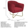 Kit 02 Poltronas Dourada Suede - Cor Vermelho - 6