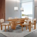 Ver imagem 1 de Sala de Jantar Mesa Portugal 180cm Tampo Laminado Barril e 6 Cadeiras Nala Moderna Mobília