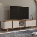 Ver imagem 4 de Rack Bancada Tv 60 Pol 217cm Orgânico Valen Cedro/off C14 - Mpozenato
