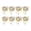 Ver imagem 1 de Kit 8 Poltronas Decorativa Sala de Estar Base de Ferro Dourada Veludo Bege