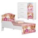 Ver imagem 1 de Mini Cama Infantil 153x79 e Comoda 4 Gavetas 1 Porta MDF Livia Decmade