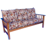 Sofá Cancún 3 Lugares de Madeira Banco C/ Almofadas Estampada Floral Marrom - 1