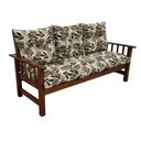 Ver imagem 1 de Sofá Cancún 3 Lugares de Madeira Banco C/ Almofadas Estampada Floral Marrom
