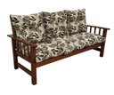 Ver imagem 1 de Sofá Cancún 3 Lugares de Madeira Banco C/ Almofadas Estampada Floral Marrom