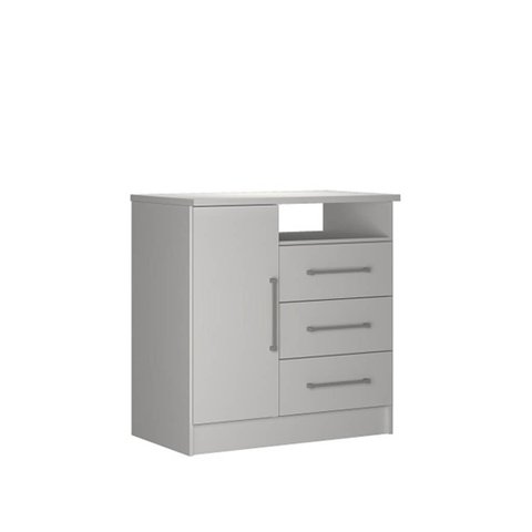 Cômoda 3 Gavetas 1 Porta 100% MDF Branco Lilies Móveis
