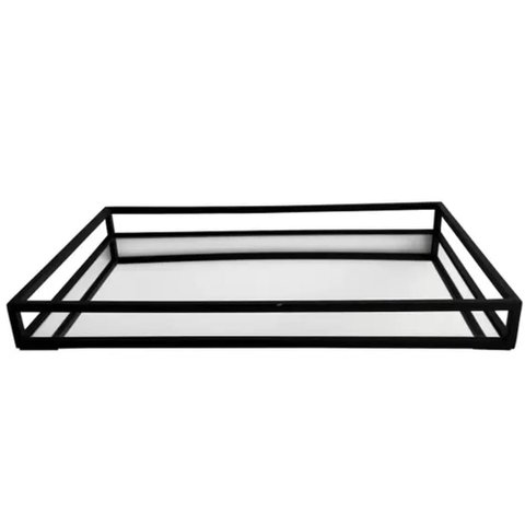 Bandeja Decorativa Espelhada Grande 55x35cm Ms Aramados Preta