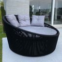 Ver imagem 2 de Chaise Palmeira em Corda Náutica Preta - Tecido Linus Mescla Cinza Claro