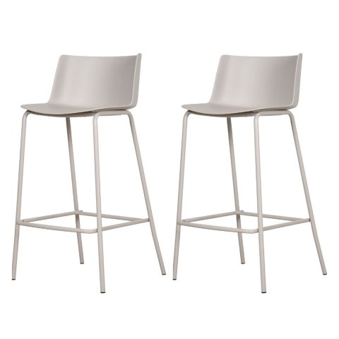 Kit 2 Banquetas Ipanema Alta Fratini 96 Cm (altura) em Polipropileno Base em Aço Nude