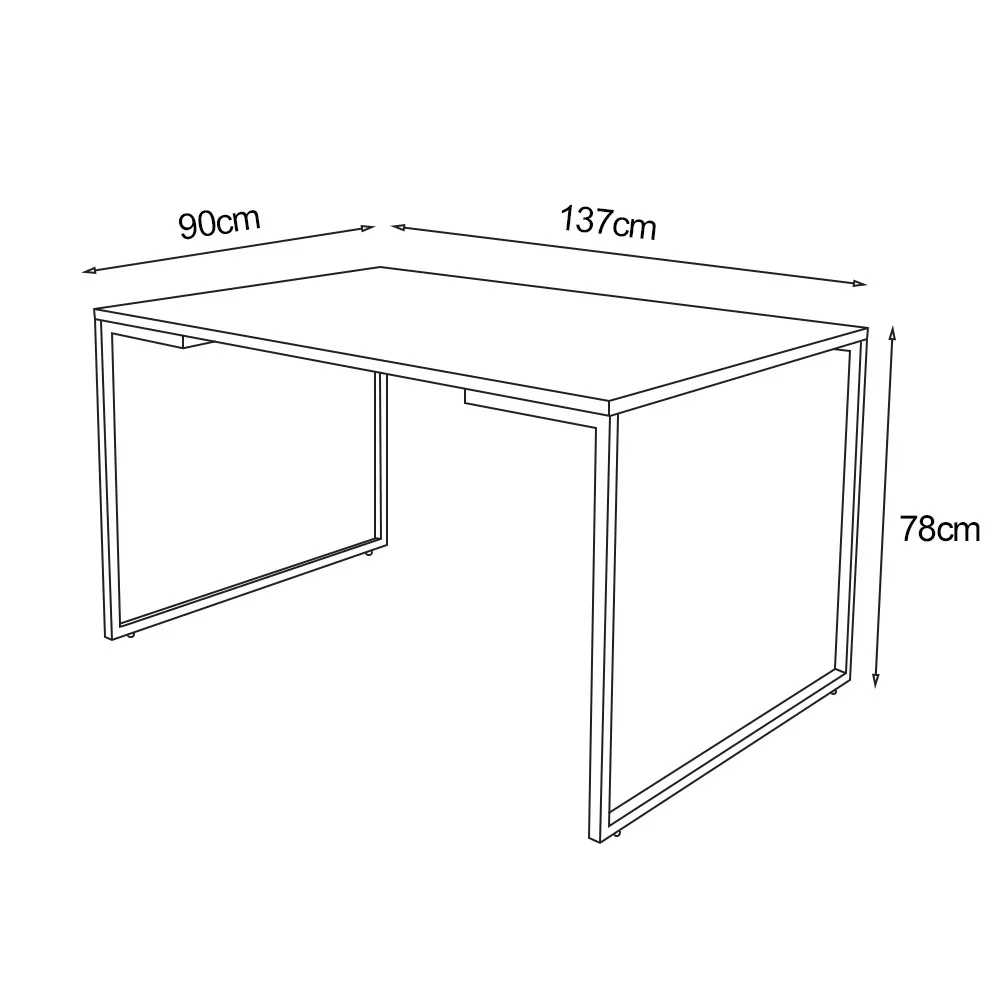 Mesa de Jantar Industrial Base Ferro Preto Tampo 137x90 Amêndoa - 3