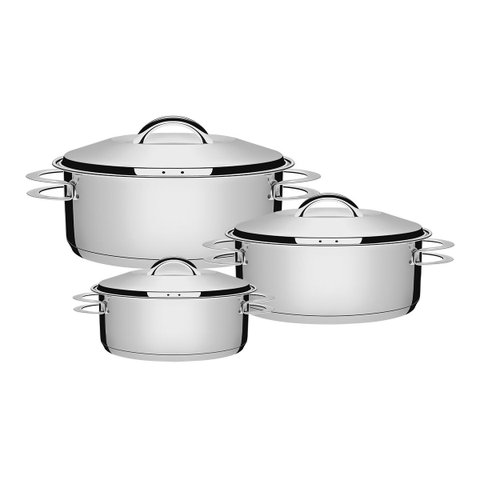 Jogo de Panelas 3 Peças Inox Fundo Triplo Solar Tramontina