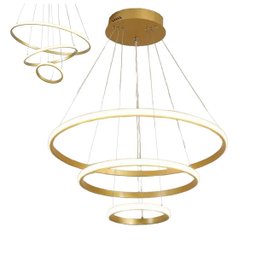 Luminaria Lustre 3 em 1 Aneis Arco Perfil Infinito Led Pendente Ajustavel Regulavel Decoraçao Sala Q - 1