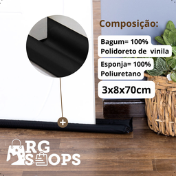 Protetor Porta Impermeável Rolinho Duplo Veda contra Insetos 3x8x70 Encaixe Facil - 3