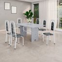 Ver imagem 1 de Conjunto Sala de Jantar com 6 Cadeiras Lara Branco/Preto