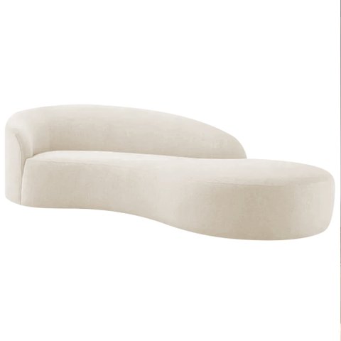 Divã Recamier Orgânico França 160cm Lado Direito Bouclé Bege - Amarena Moveis