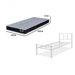 Cama Solteiro De Ferro Aço C/colchão 1,88x0,88 branco - 5