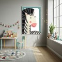 Ver imagem 1 de Quadro Decorativo Zebra Infantil 70x50cm Mold Preta