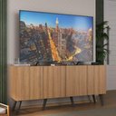 Ver imagem 1 de Rack Retrô para Tv até 50 Polegadas com 4 Portas Multimóveis Mp1071 Rustic/preto