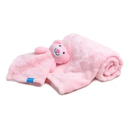 Kit Cobertor com Naninha Coração Rosa - Clingo - 1