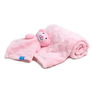 Kit Cobertor com Naninha Coração Rosa - Clingo