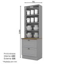 Ver imagem 3 de Cristaleira 2 Portas 2 Gav 72cm C357 Americana Cinza Nature Henn