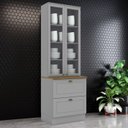 Ver imagem 2 de Cristaleira 2 Portas 2 Gav 72cm C357 Americana Cinza Nature Henn