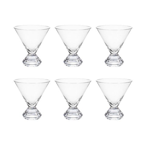 Conjunto 6 Copos em Vidro Base Cristal Prisma Transparente 270ml JL1026 Btc