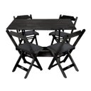 Ver imagem 1 de Conjunto de Mesa Dobrável de Madeira 120x70 com 4 Cadeiras Preto Estofado Preto