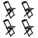 Ver imagem 2 de Conjunto de Mesa Dobrável de Madeira 120x70 com 4 Cadeiras Preto Estofado Preto