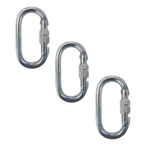 3 Mosquetão 25kn Aço Oval Alpinismo Trabalho Altura Rapel