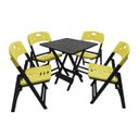 Ver imagem 1 de Jogo de Mesa Dobrável de Madeira 70x70 Elegance com 4 Cadeiras Preto Polipropileno Amarelo