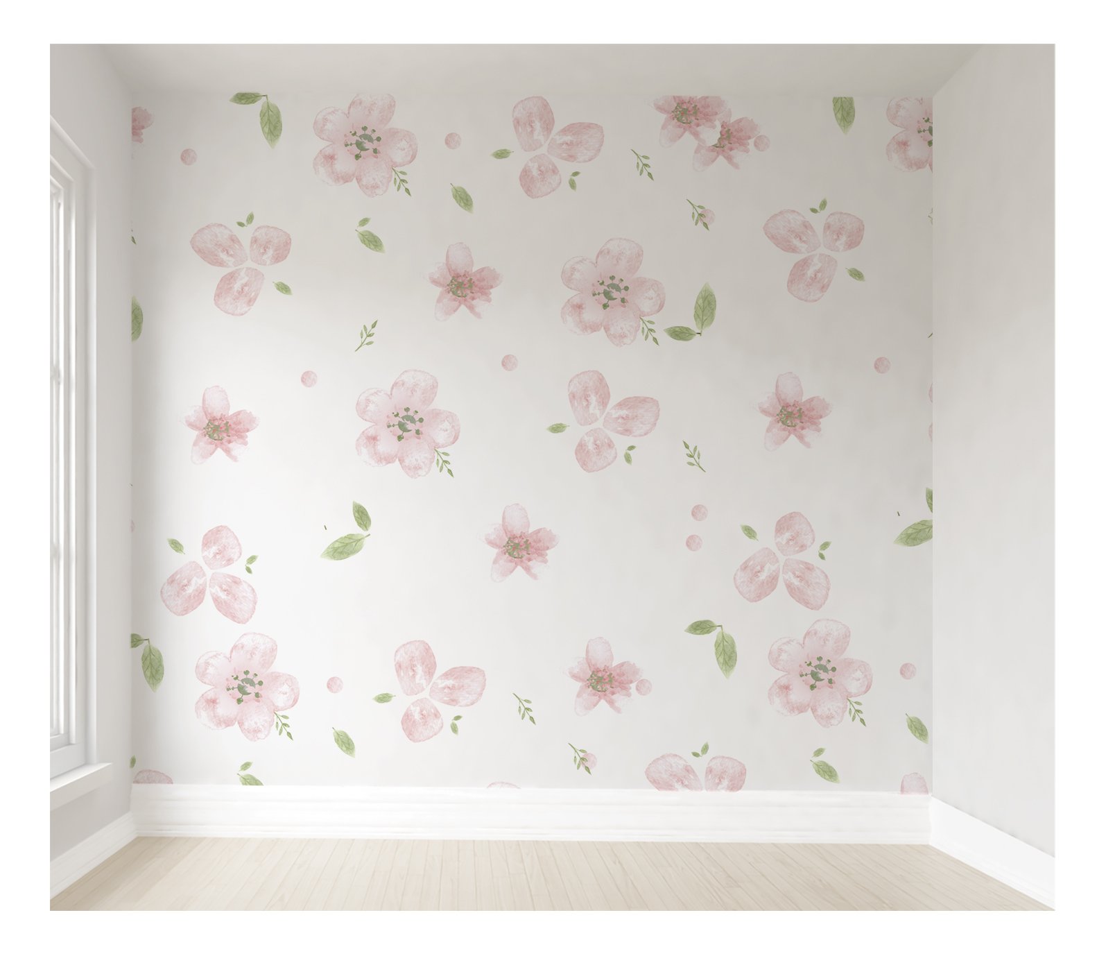 Papel de parede floral rosa menina para quarto de bebê M² PP78